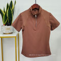 Brown Nylon Soft Standing Collar Riding Tops